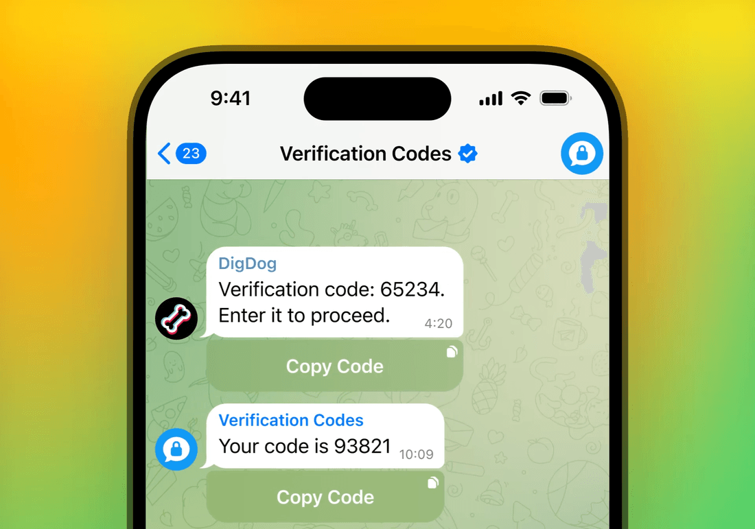 Telegram güvenlik kodları ve iki adımlı doğrulama ekranı